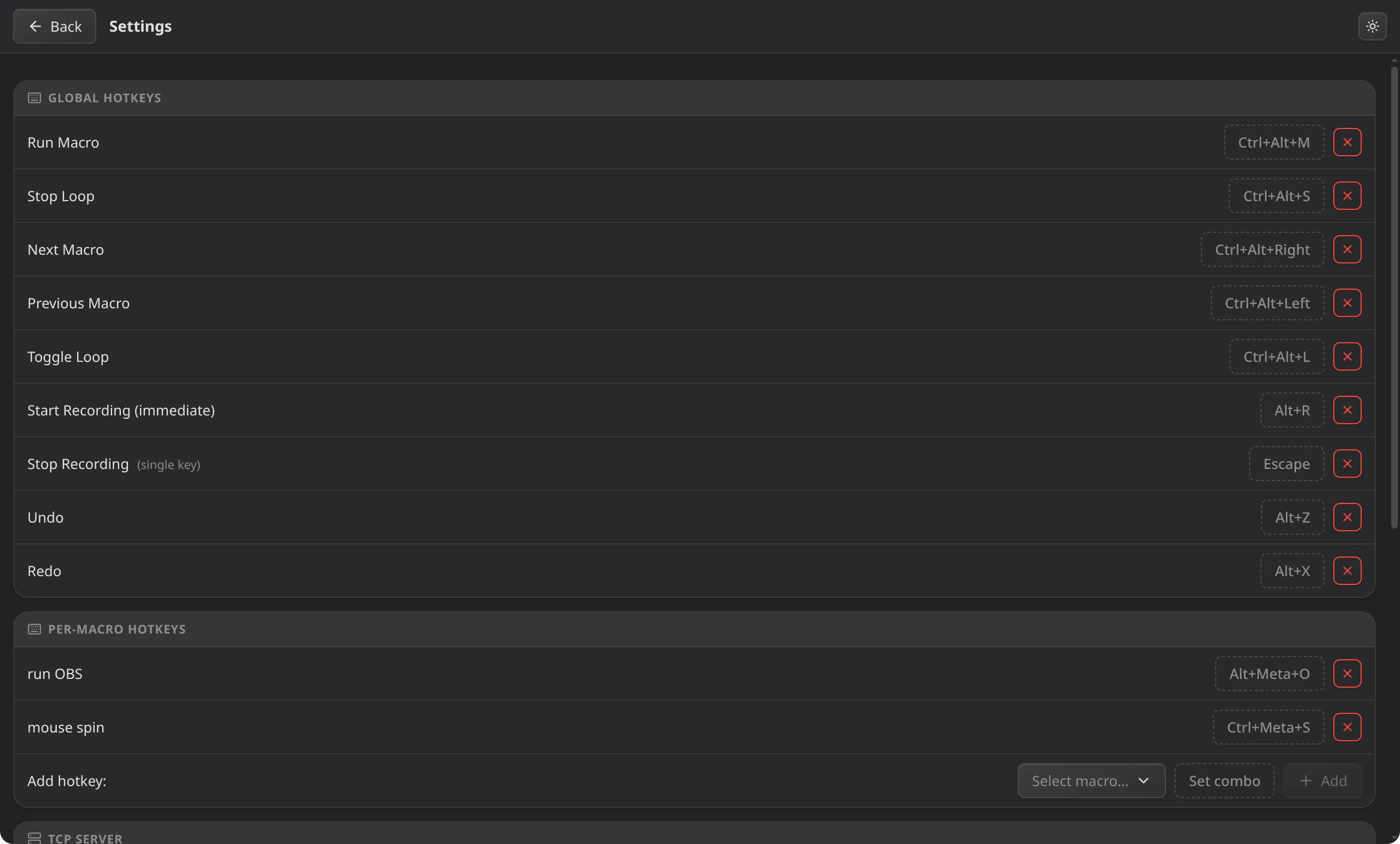 Global hotkeys and settings